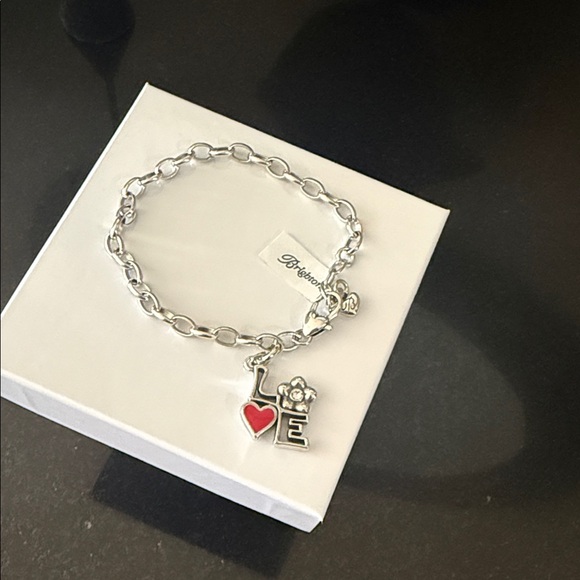 Brighton Jewelry - Brighton Mod Love Silver Bracelet with Love Charm and Red Heart 🆕♥️